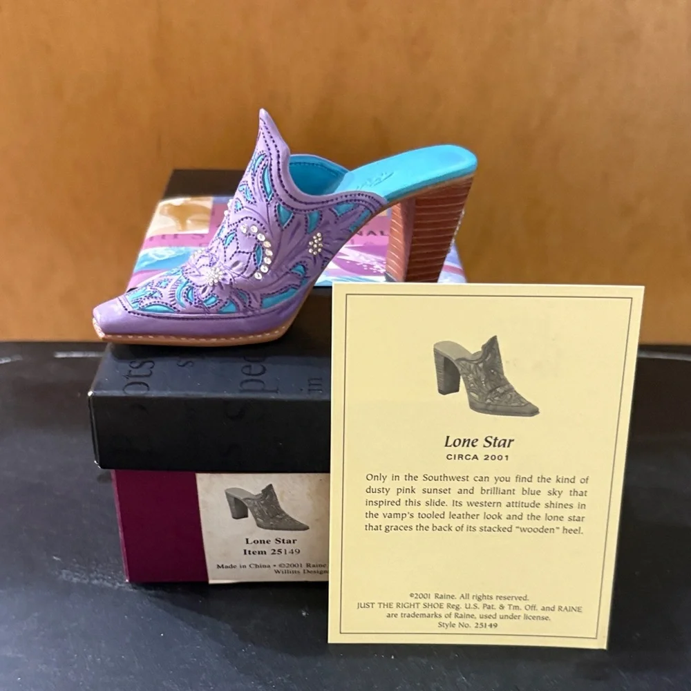 Just The Right Shoe Purple and Blue Mules - Picture 2 of 5